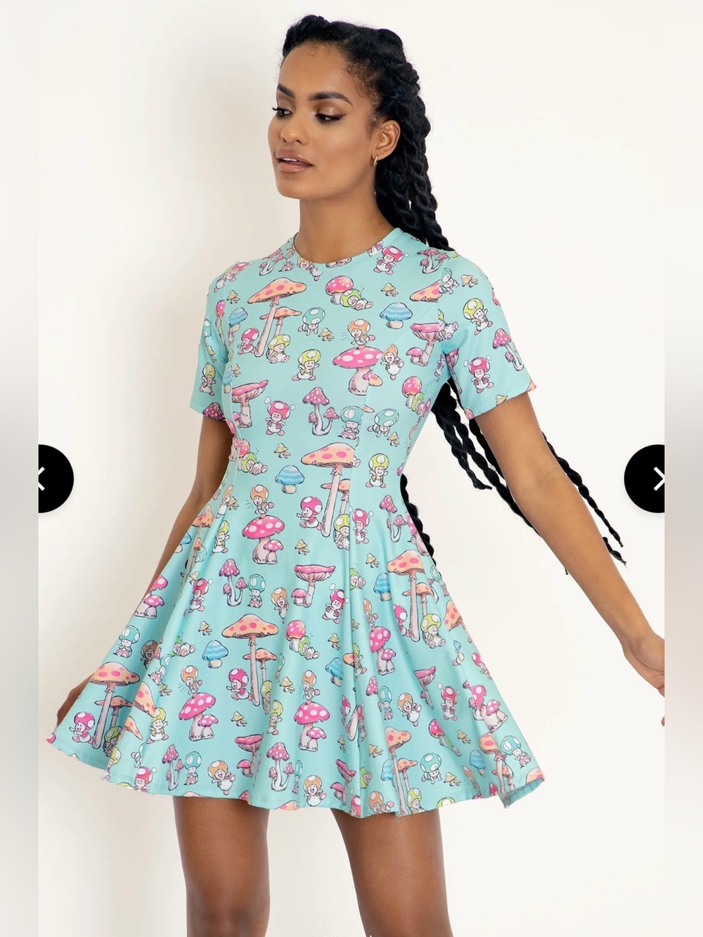 BlackMilk Toads Aqua Longline Evil Tee Skater Dress Nintendo Super Mario Small